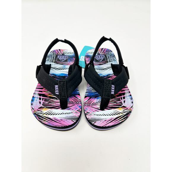 Reef Little Ahi Sandals, Slingback Flip Flops NWT Purple Fronds Size 6 Toddler - Picture 3 of 9